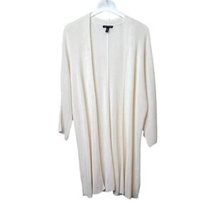 Eileen Fisher Organic Cotton Open Front Cardigan in Ivory White Women’s XL